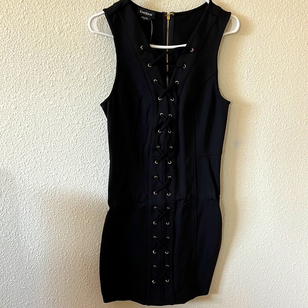 NWT BeBe black stretch mini-dress - sz M